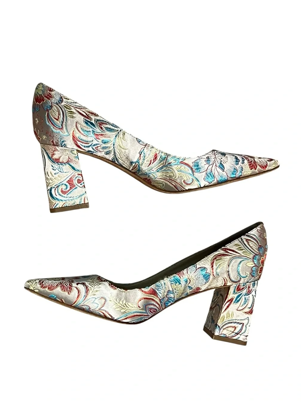 Marc Fisher Zala Floral Brocade Block Heel Pumps 7.5M